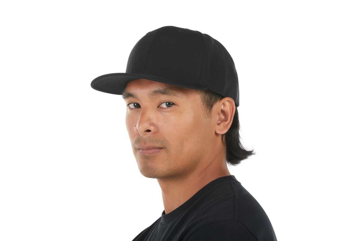 recycled-poly-classic-6-panel-hat-w3 WebPDP-HAT001002_Recycled_Poly_Classic_6Panel_Hat_Black_Studio_Harper_Studios_0723_Side_3__HAT001002OS.jpg
