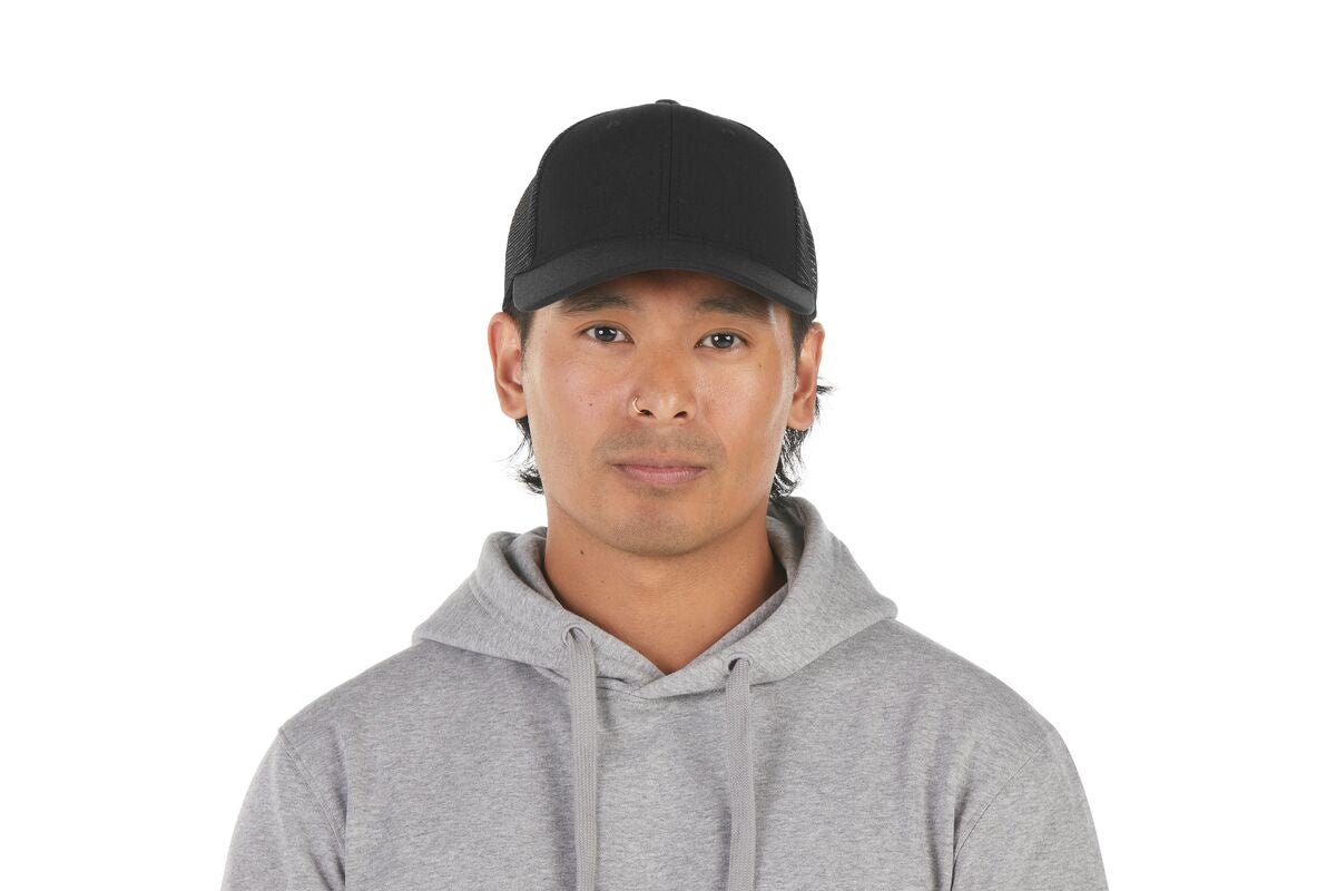 recycled-poly-low-profile-trucker-hat-a4 WebPDP-HAT002002_Recycled_Poly_Low_Profile_Trucker_Hat_Black_Studio_Harper_Studios_0723_Front__HAT002002OS.jpg