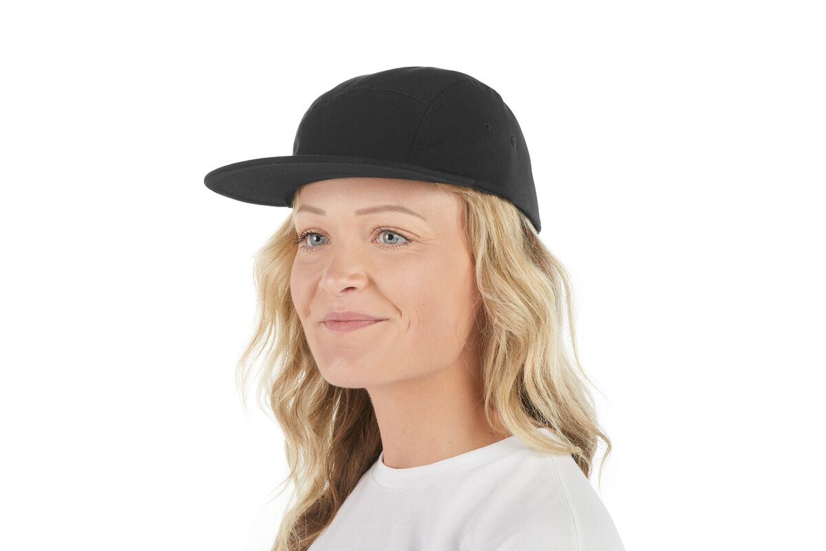 recycled-poly-flat-brim-5-panel-hat-b5 WebPDP-HAT003002_Recycled_Poly_Flat_Brim_5Panel_Hat_Black_Studio_Harper_Studios_0723_Front_2__HAT003002OS.jpg