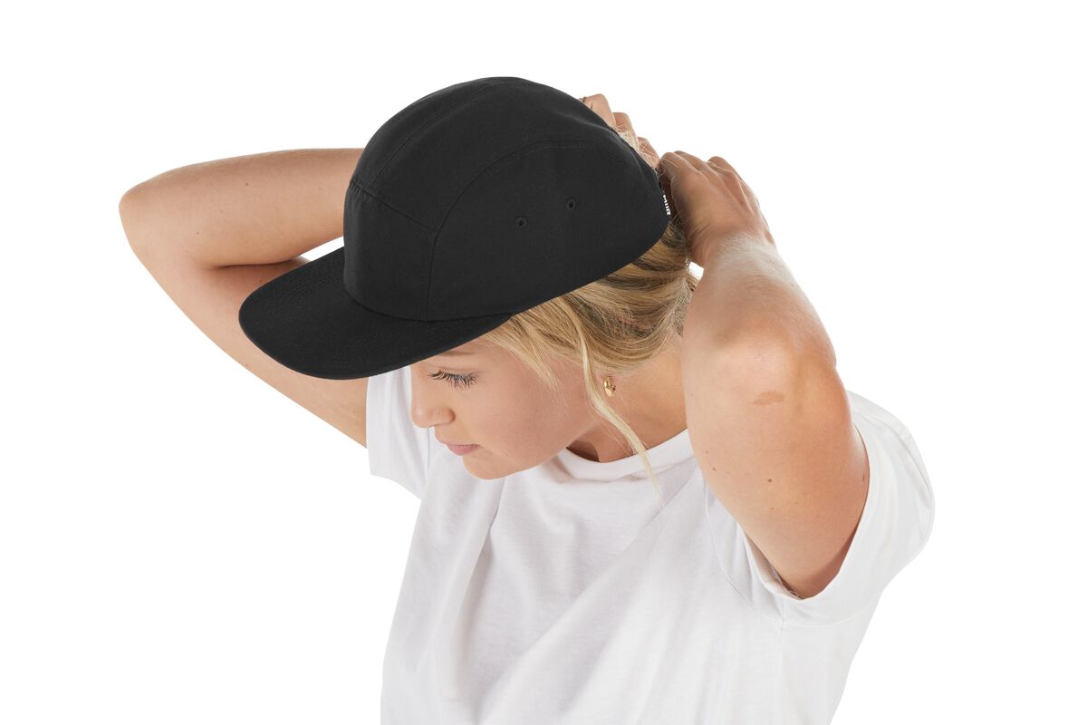 recycled-poly-flat-brim-5-panel-hat-b5 WebPDP-HAT003002_Recycled_Poly_Flat_Brim_5Panel_Hat_Black_Studio_Harper_Studios_0723_Side_4__HAT003002OS.jpg